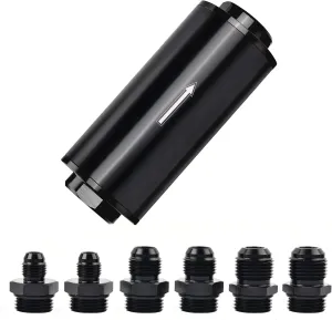 EVIL ENERGY Inline Fuel Filter 100 Micron with 6AN 8AN 10AN Adapter Universal 50MM