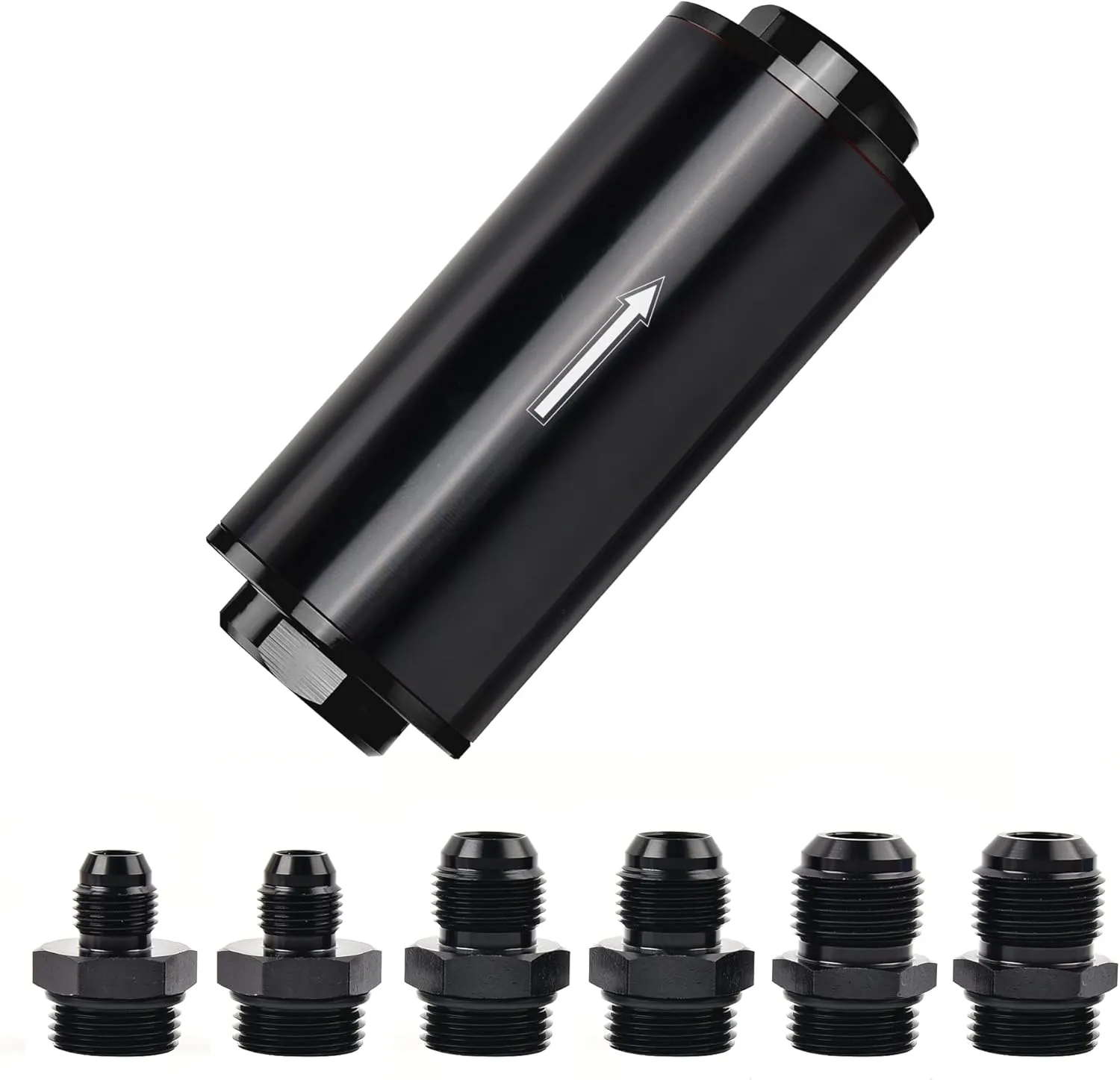 EVIL ENERGY Inline Fuel Filter 100 Micron with 6AN 8AN 10AN Adapter Universal 50MM