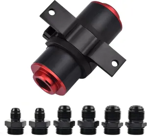 EVIL ENERGY Inline Fuel Filter 100 Micron with 6AN 8AN 10AN Adapter&Bracket Clamp 50MM Universal Red