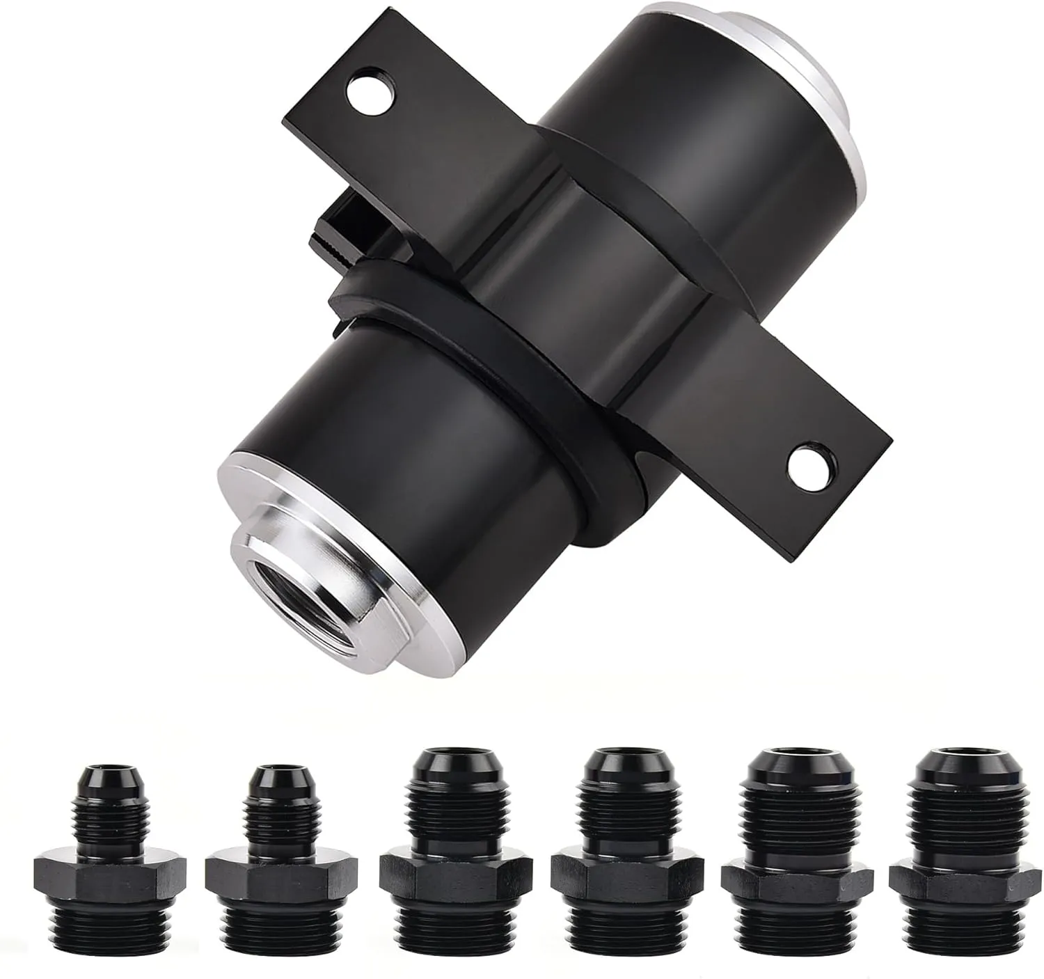 EVIL ENERGY Inline Fuel Filter 100 Micron with 6AN 8AN 10AN Adapter&Bracket Clamp 50MM Universal