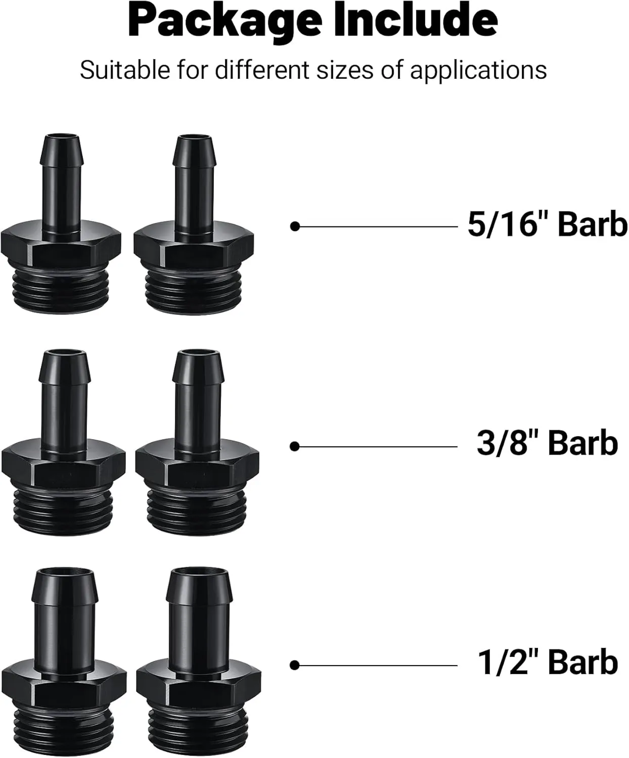 EVIL ENERGY Inline Fuel Filter 100 Micron with Barb 1/2", 3/8", 5/16" Fitting Adapter, Bracket Clamp 50MM Universal Aluminum Black for Gasoline, Diesel, E85, Rubber Fuel Line