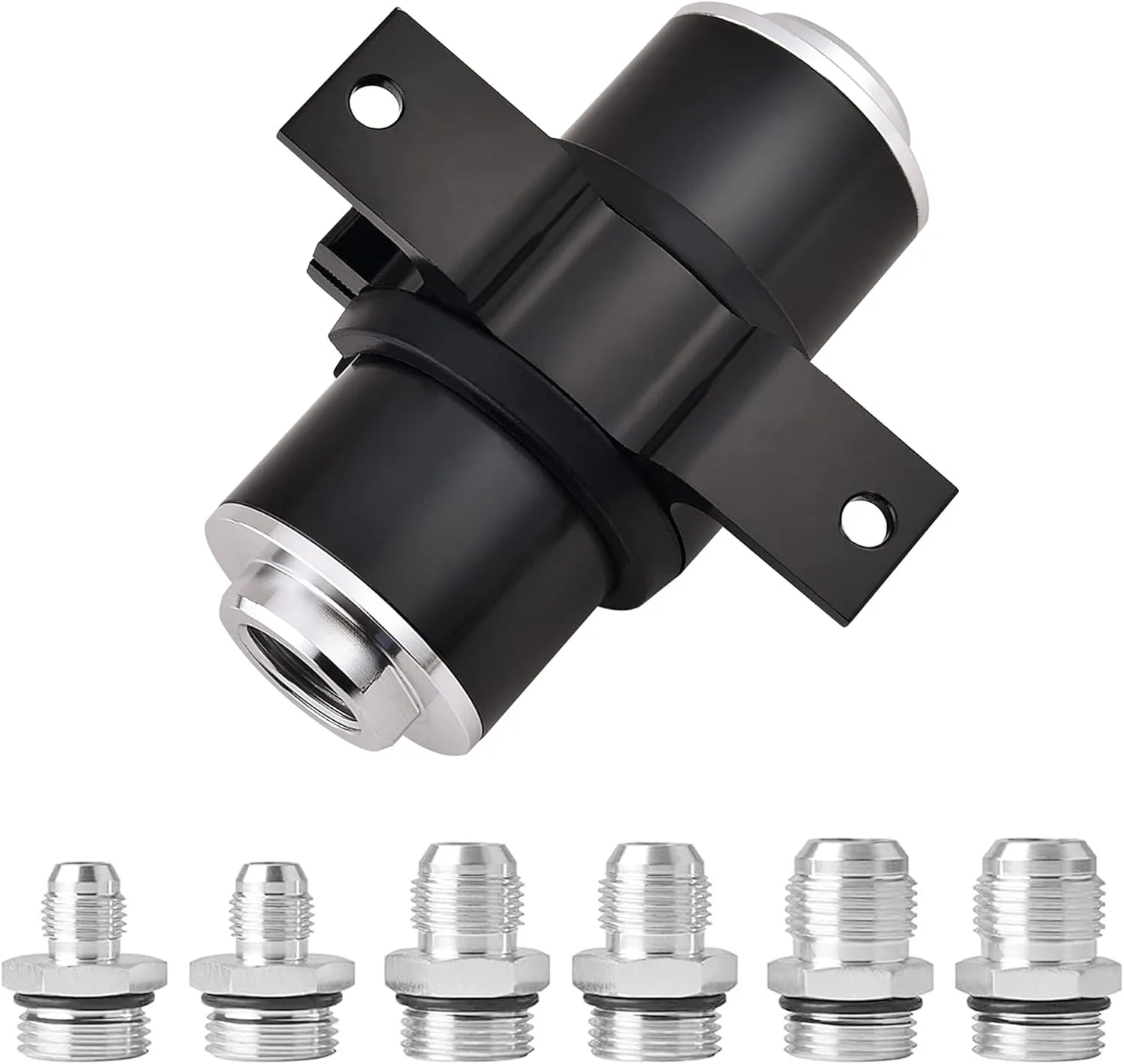 EVIL ENERGY Inline Fuel Filter 30 Micron with 6AN 8AN 10AN Adapter&Bracket Clamp 60MM Universal