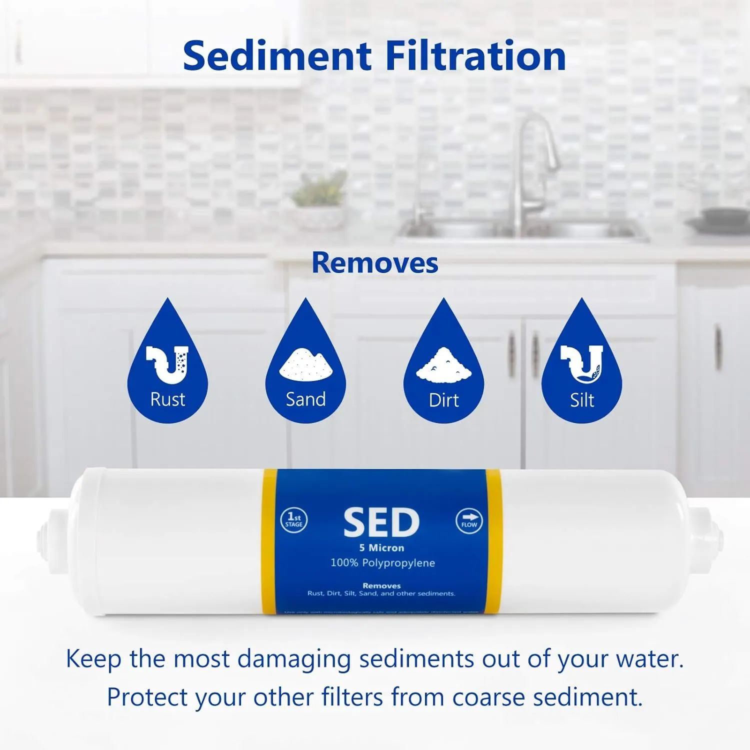 Express Water – Countertop Reverse Osmosis System Filter Set – 4 Replacement Filters – 1?4” Quick Connect Filter Cartridges – Sediment and Carbon Filters – 100 GDP RO Membrane – 6 Month Set