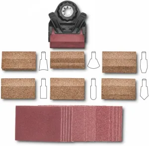 Fein Starlock Plus Profile Sanding Set - 22-Piece Kit with Holder, 6 Profile Inserts, and 15 Sanding Sheets (80, 120, 180 Grit) for Detailed Sanding of Grooves, Profiles, and Edges - 63810031010