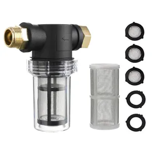 Filter, Pipeline Filter, Garden Hose Filter for Pressure Washer Inlet Water, 3/4" Pipeline Filter, Inline Filter for Sediment, 40 Mesh Screen, Extra 100 Mesh