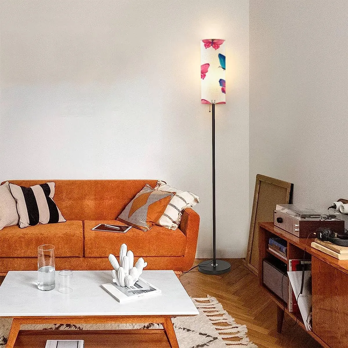 Floor Lamp for Living Room Seamless bright butterflies Butterflies design for fabric textile Modern Standing Lamp Remote Control Dimmable Pole Lamp Corner Tall Lamp for Office Bedroom Reading
