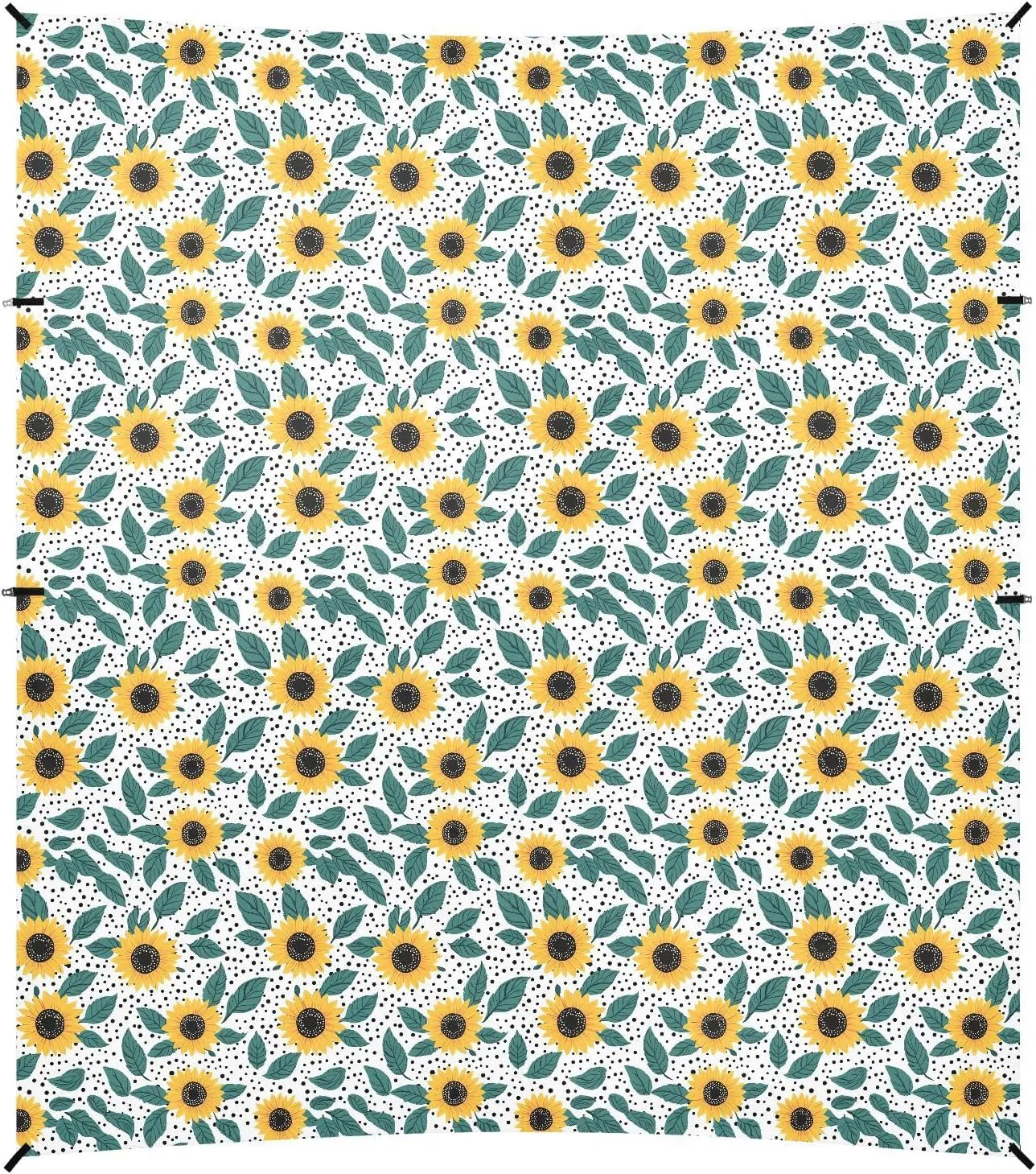 Flower Yellow Sunflowers Teal Leaves Beach Cabana UPF50  Protection Waterproof Large Portable Sun Shelter with Sandbags and Shovel for Backyard, Grassland, Park