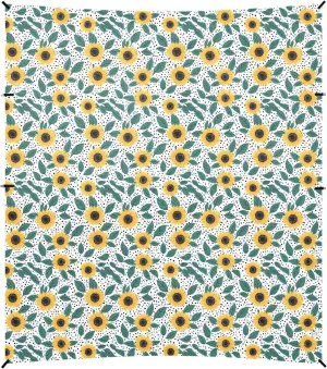 Flower Yellow Sunflowers Teal Leaves Beach Cabana UPF50  Protection Waterproof Large Portable Sun Shelter with Sandbags and Shovel for Backyard, Grassland, Park
