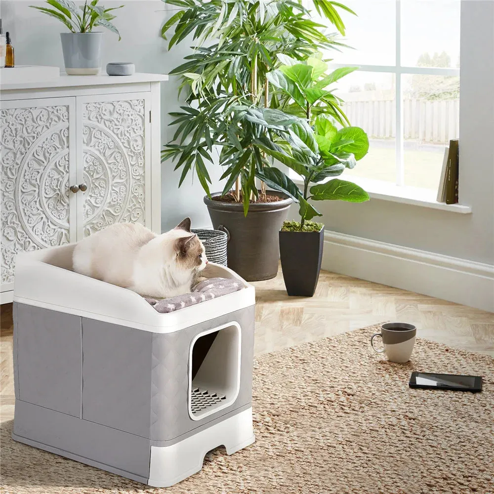 Foldable Cat Litter Box Large Pet Toilet Cat Sand Shovel Easy Clean Leak-proof Enclosed