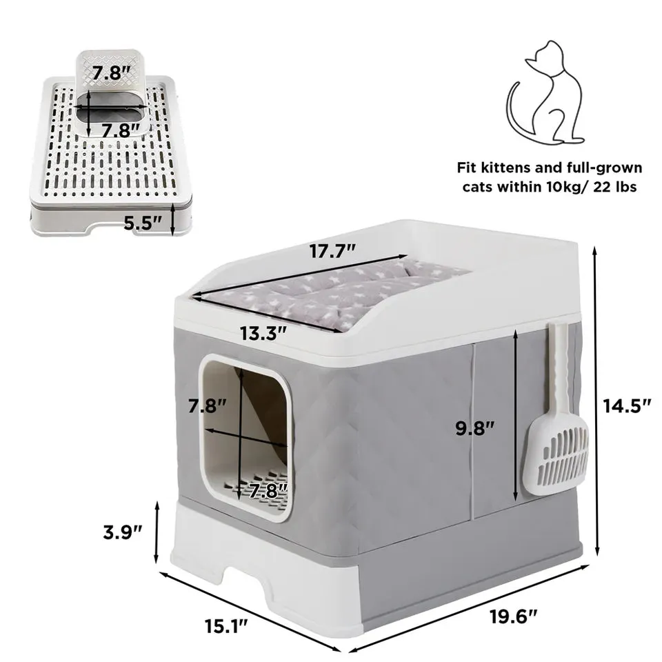 Foldable Cat Litter Box Large Pet Toilet Cat Sand Shovel Easy Clean Leak-proof Enclosed