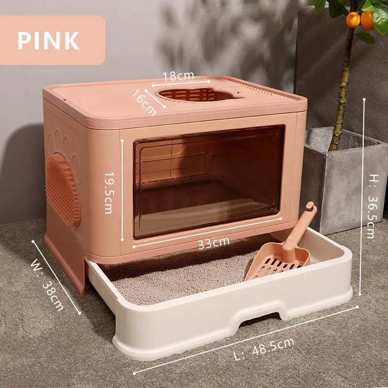 Foldable Odor-Free Cat Litter Basin With Top Entry by Dog Hugs Cat