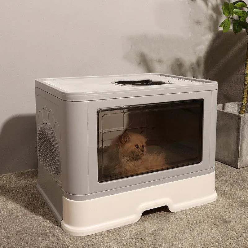 Foldable Odor-Free Cat Litter Basin With Top Entry by Dog Hugs Cat