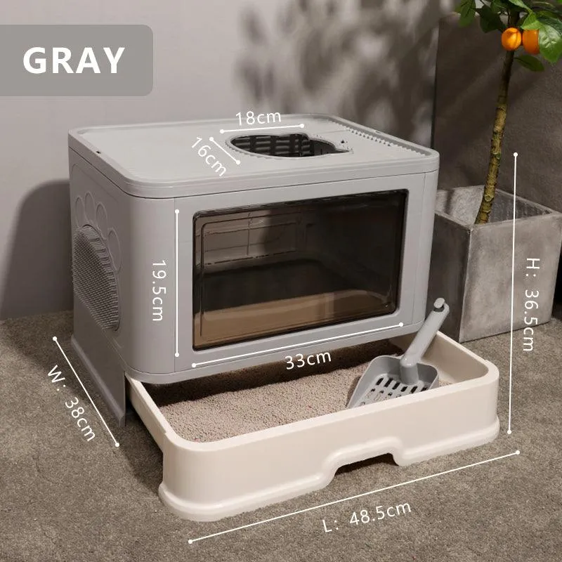 Foldable Odor-Free Cat Litter Basin With Top Entry by Dog Hugs Cat
