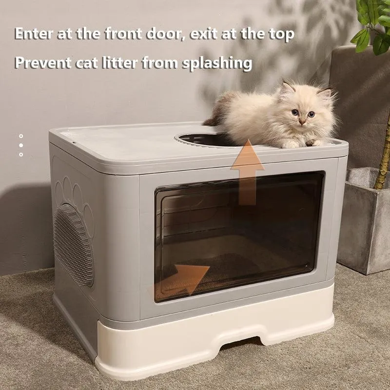 Foldable Odor-Free Cat Litter Basin With Top Entry by Dog Hugs Cat