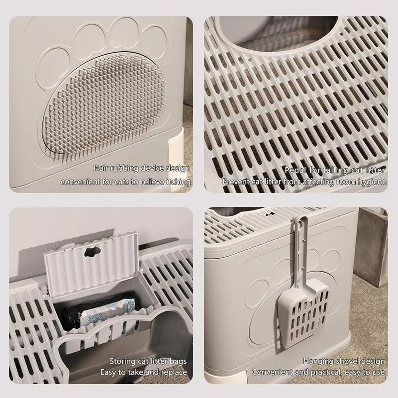 Foldable Odor-Free Cat Litter Basin With Top Entry by Dog Hugs Cat