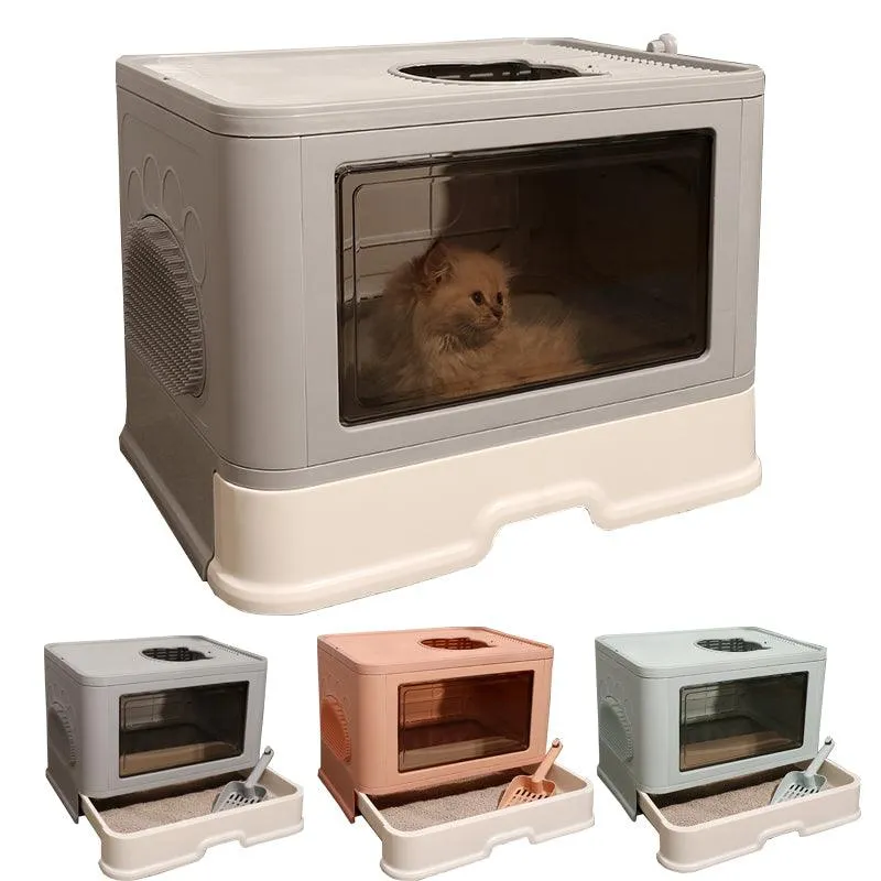 Foldable Odor-Free Cat Litter Basin With Top Entry by Dog Hugs Cat