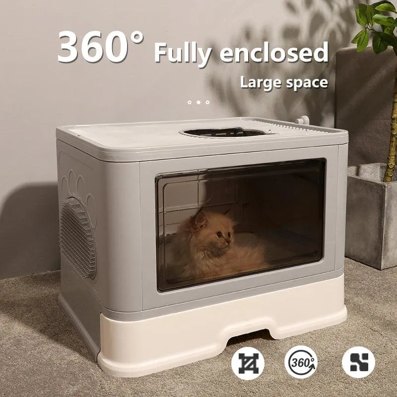 Foldable Odor-Free Cat Litter Basin With Top Entry by Dog Hugs Cat