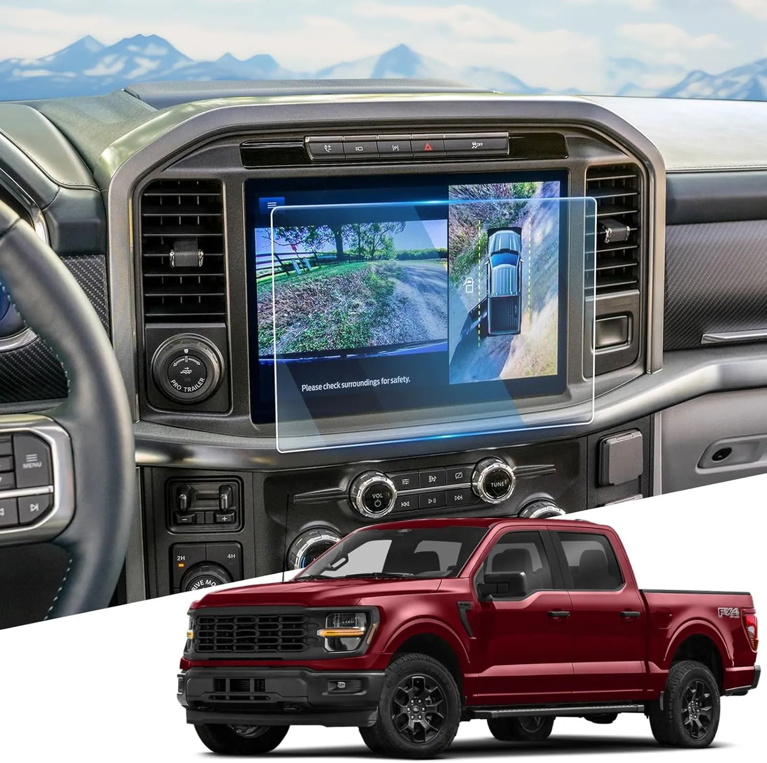 For 2021-2025 F150 (STX/XLT/Lariat/Platinum/Limited/Tremor/Raptor/King Ranch) Screen Protector 12 Inch Glossy Tempered Glass Touchscreen *1 Accessories 9H Hardness Glass - No More Scratch&Fingerprint
