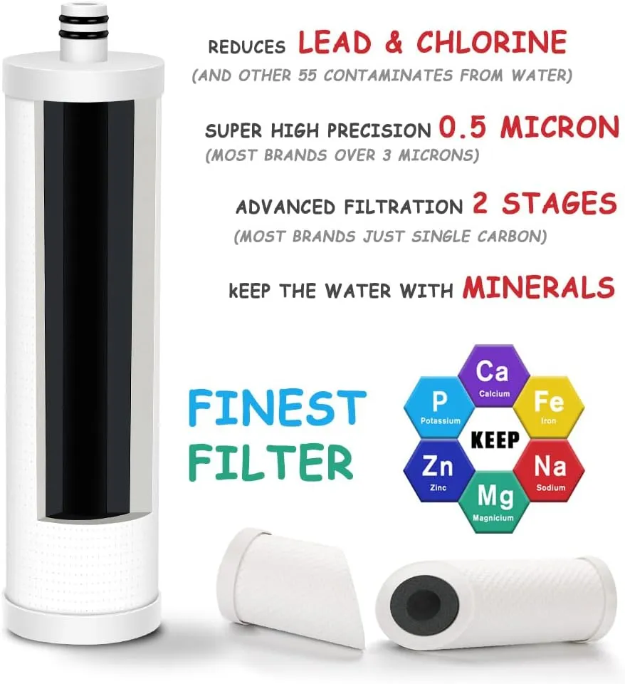 Frizzlife FZ-2 Replacement Filter Cartridge for MP99, MK99, MS99 Under Sink Water Filter & MV99 RV Filter - Pack 2