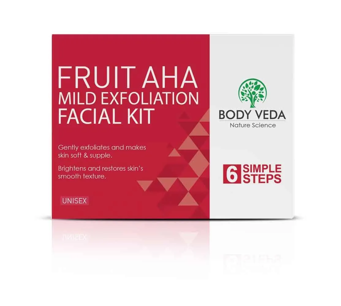 Fruit AHA Mild Exfoliation Facial Kit - 6 Step System for Gentle Exfoliation, Soft & Supple Skin, and Smooth Texture, For Women & Men