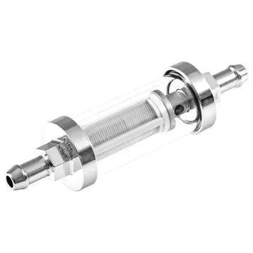 FUEL FILTER, CHROME & GLASS, 5/16" (8mm)