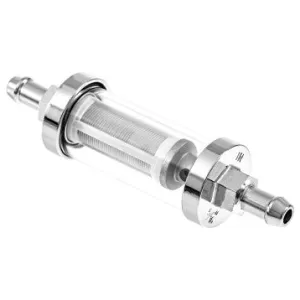 FUEL FILTER, CHROME & GLASS, 5/16" (8mm)