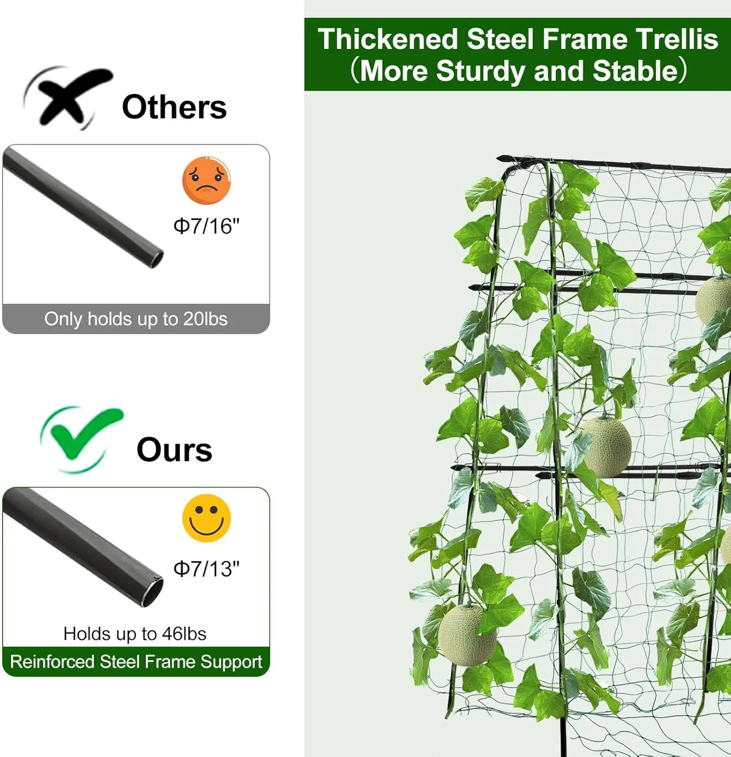 Garden Cucumber Trellis for Climbing Plants Outdoor, 5ft Tall Pea Tunnel Arch U-Shape Plant Support Tomato Grape Vegetables Squash Trellis for Raised Bed, Black