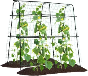 Garden Cucumber Trellis for Climbing Plants Outdoor, 5ft Tall Pea Tunnel Arch U-Shape Plant Support Tomato Grape Vegetables Squash Trellis for Raised Bed, Black