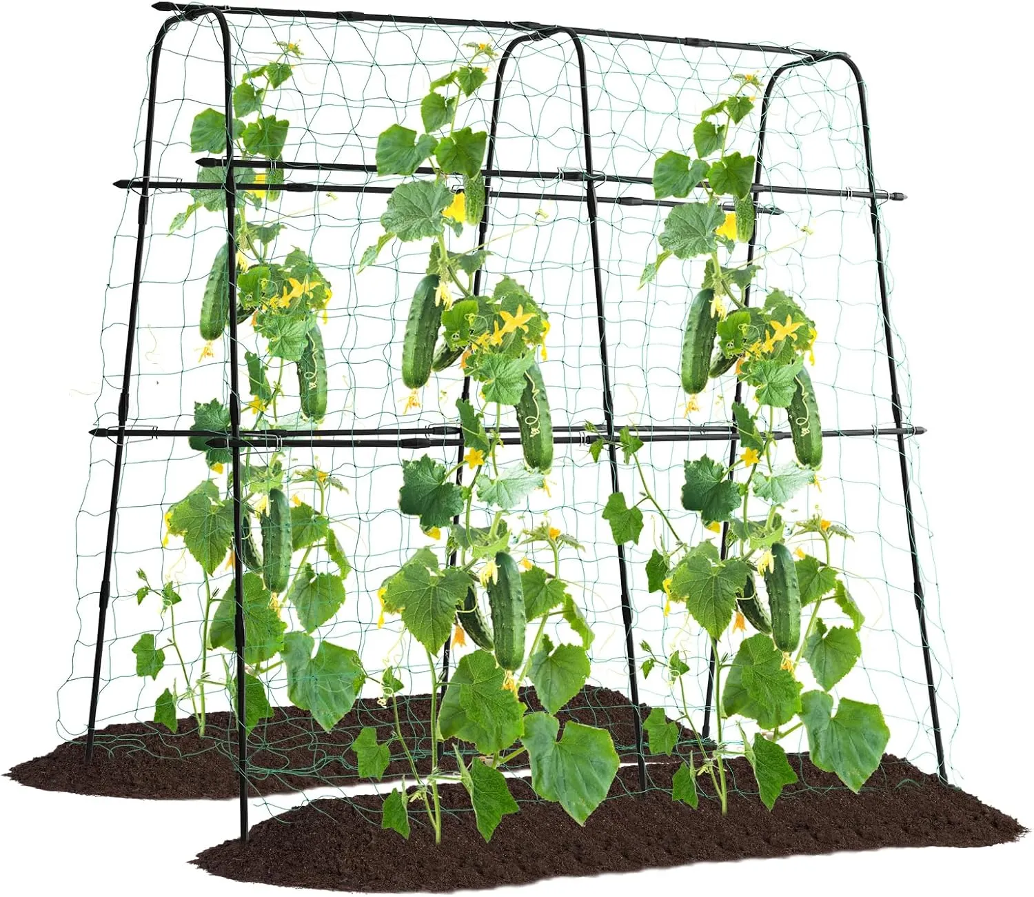 Garden Cucumber Trellis for Climbing Plants Outdoor, 5ft Tall Pea Tunnel Arch U-Shape Plant Support Tomato Grape Vegetables Squash Trellis for Raised Bed, Black