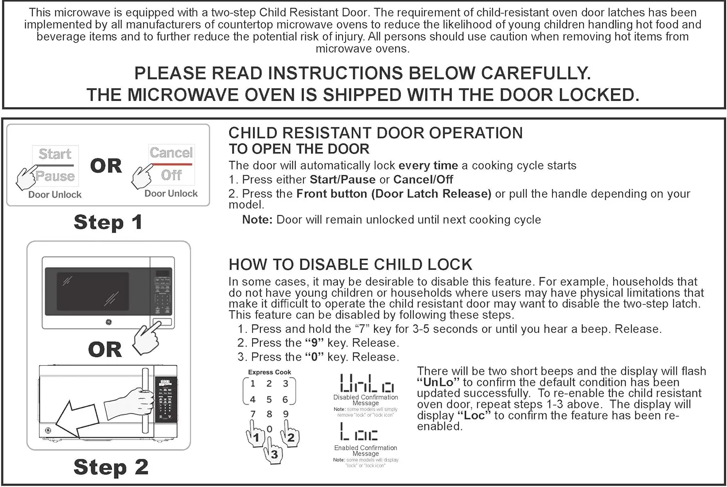 GE GCHK07N1WBB Microwave Oven, 700-watt 6 Auto Cooking Settings, Child-Lock Technology, Kitchen Essentials for The Countertop, Dorm Room or Apartment, 0.7 Cu. Ft, Black
