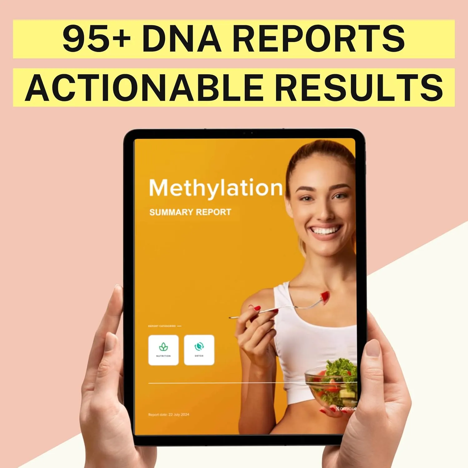 Genetic Methylation Test Kit & MTHFR Testing Kit | 95  DNA Reports Including MTHFR Gene Variants, COMT, BHMT, AHCY and Folate | Custom Supplement & Meal Plan Recommendations with 10,000  Recipes