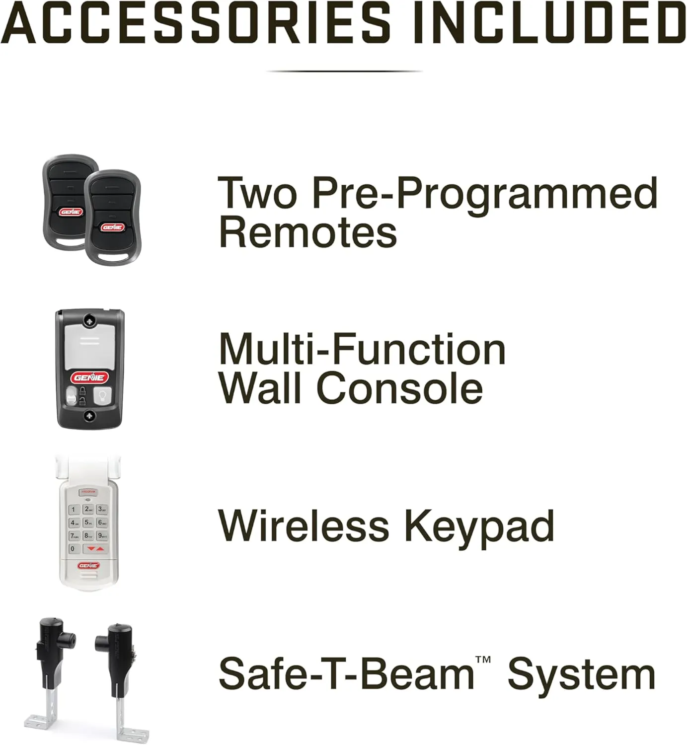 Genie ChainMax 1000 Garage Door Opener - Durable Chain Drive - Includes two 3-Button Pre-Programmed Remotes,Wall Console, Wireless Keypad, Safe-T-Beams - Model 3022-TKH, 140V DC Motor,Gray