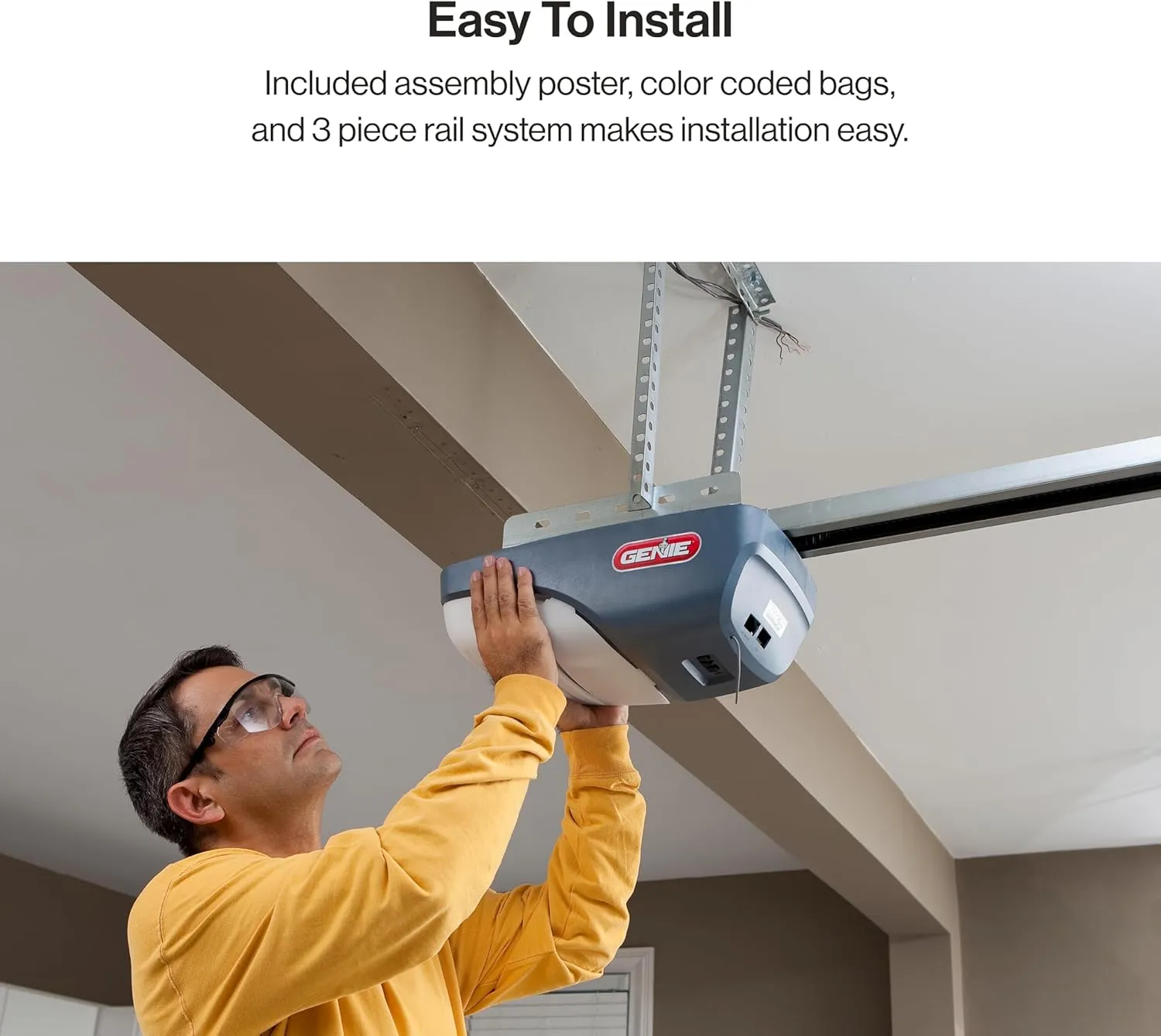 Genie ChainMax 1000 Garage Door Opener - Durable Chain Drive - Includes two 3-Button Pre-Programmed Remotes,Wall Console, Wireless Keypad, Safe-T-Beams - Model 3022-TKH, 140V DC Motor,Gray