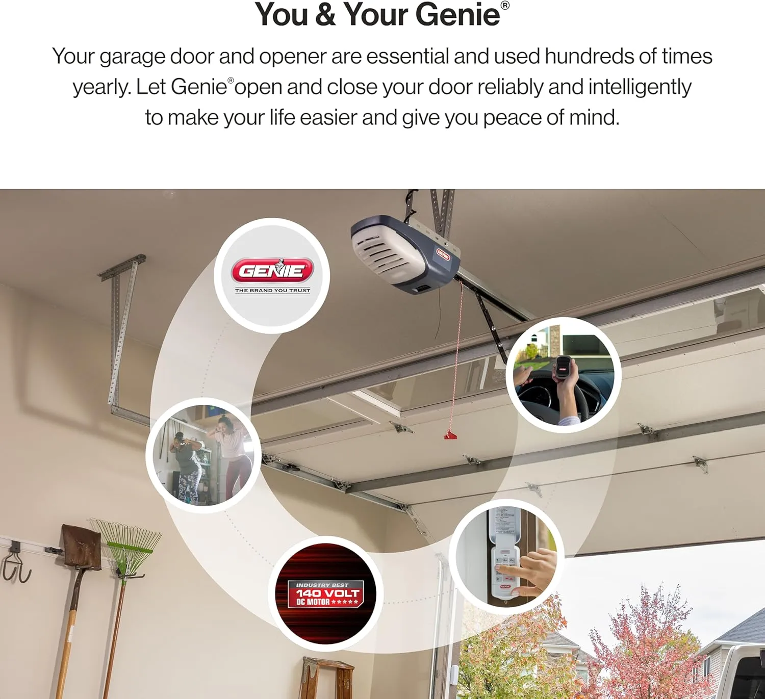 Genie ChainMax 1000 Garage Door Opener - Durable Chain Drive - Includes two 3-Button Pre-Programmed Remotes,Wall Console, Wireless Keypad, Safe-T-Beams - Model 3022-TKH, 140V DC Motor,Gray