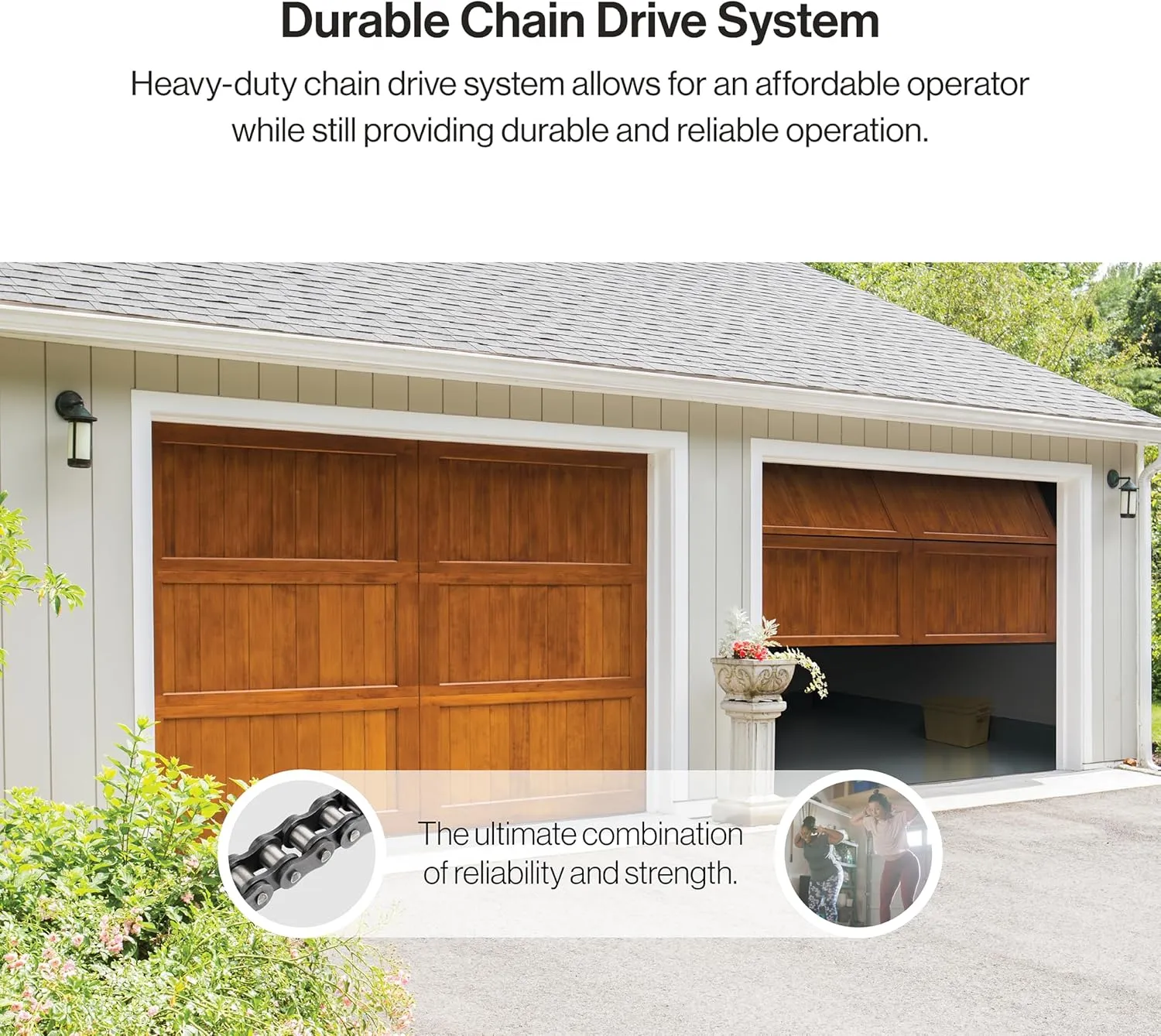 Genie ChainMax 1000 Garage Door Opener - Durable Chain Drive - Includes two 3-Button Pre-Programmed Remotes,Wall Console, Wireless Keypad, Safe-T-Beams - Model 3022-TKH, 140V DC Motor,Gray