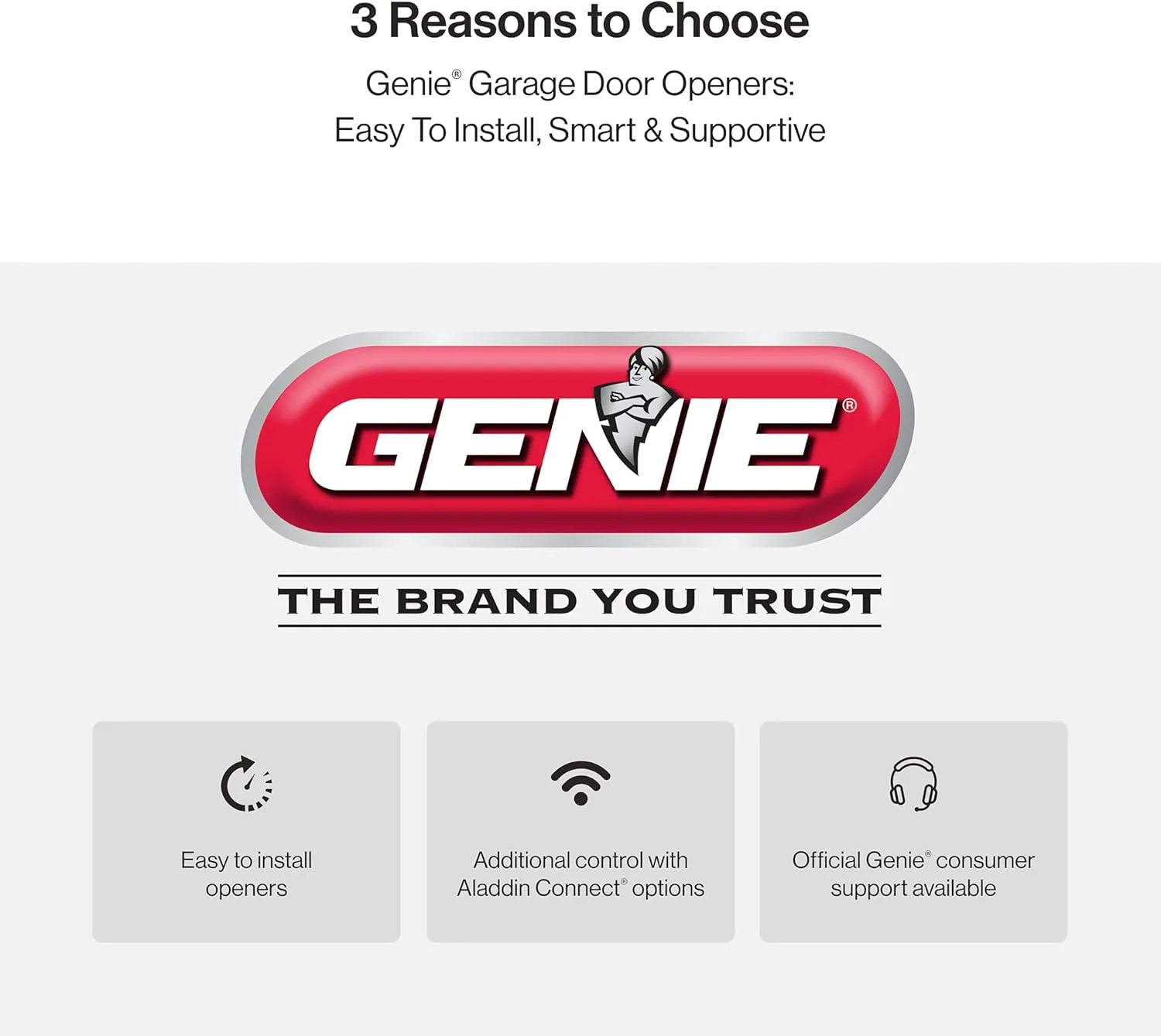 Genie ChainMax 1000 Garage Door Opener - Durable Chain Drive - Includes two 3-Button Pre-Programmed Remotes,Wall Console, Wireless Keypad, Safe-T-Beams - Model 3022-TKH, 140V DC Motor,Gray