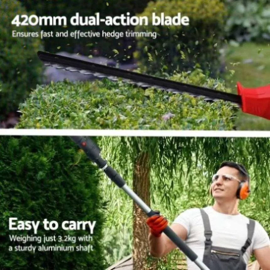 Giantz Cordless Pole Hedge Trimmer Garden Pruner Electric Cutter HT-POLE-20V-45-RDBK