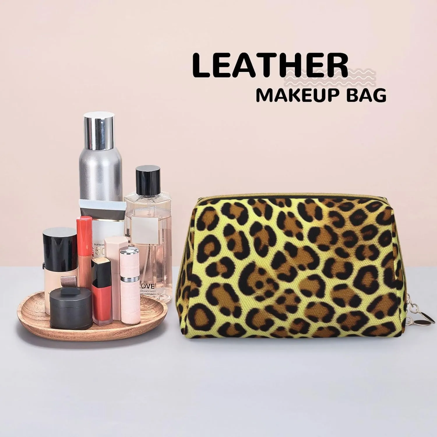 Giraffe Print Toiletry Pouch, Travel-Friendly Makeup Organizer For Makeup Brushes, Lipsticks