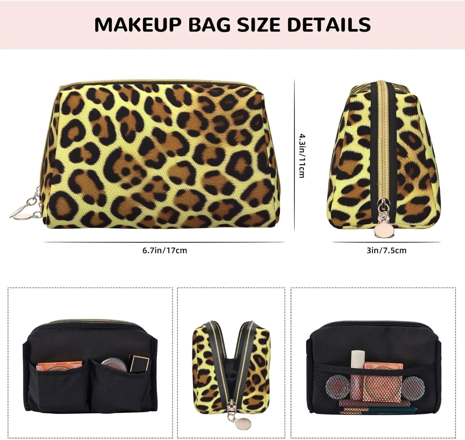 Giraffe Print Toiletry Pouch, Travel-Friendly Makeup Organizer For Makeup Brushes, Lipsticks