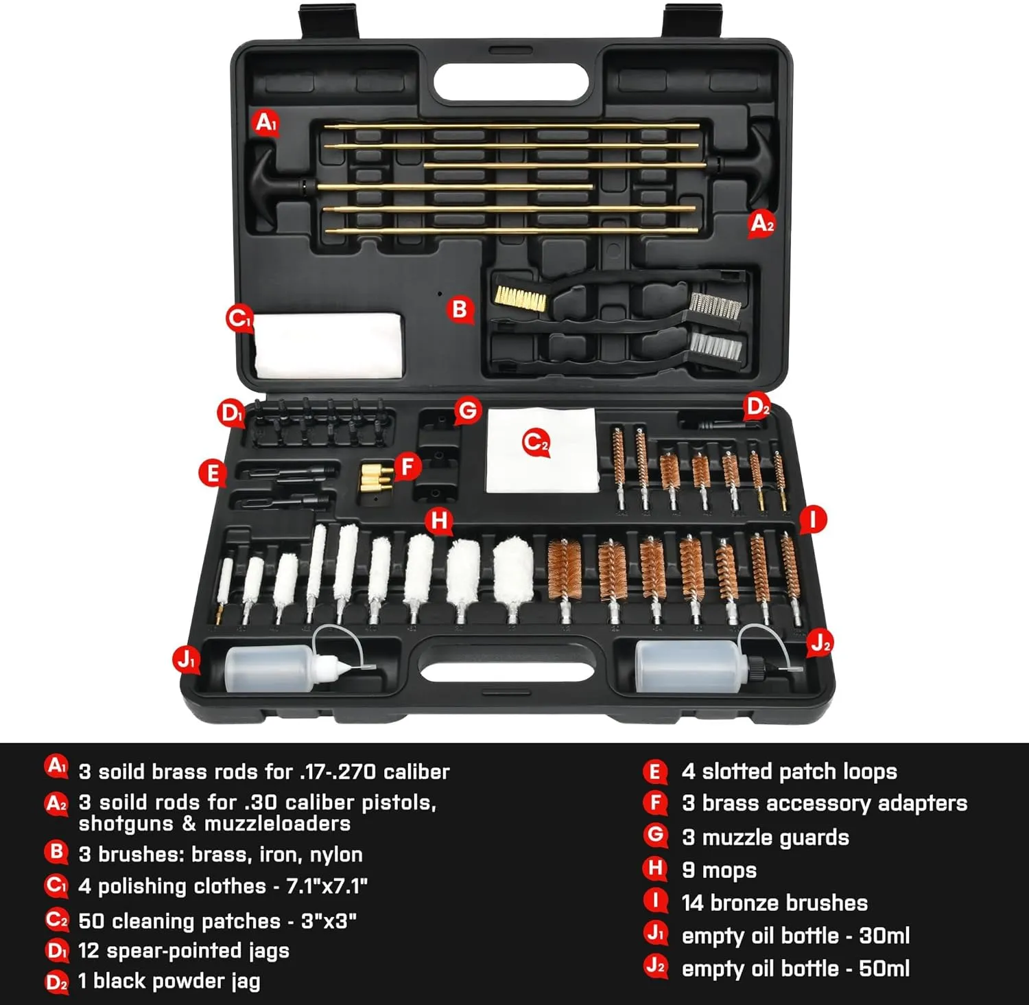 GLORYFIRE Gun Cleaning Kit Universal for Guns, Gun Brushes for Pistol, Handgun, Shotgun, Elite Brass Rods and Wire Rope, Hunting Gear Gun Accessories for Men