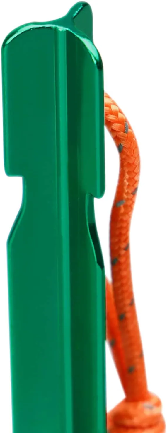 Grassman 12 Pack Tent Stakes, 7075 Aluminium Tent pegs, Heavy Duty Lightweight Ground Pegs, Durable and Safe Metal Camping Spikes, Green