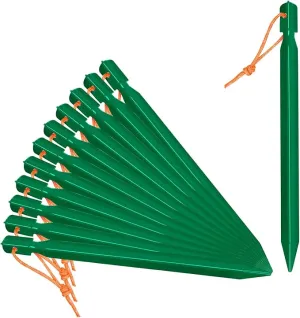 Grassman 12 Pack Tent Stakes, 7075 Aluminium Tent pegs, Heavy Duty Lightweight Ground Pegs, Durable and Safe Metal Camping Spikes, Green