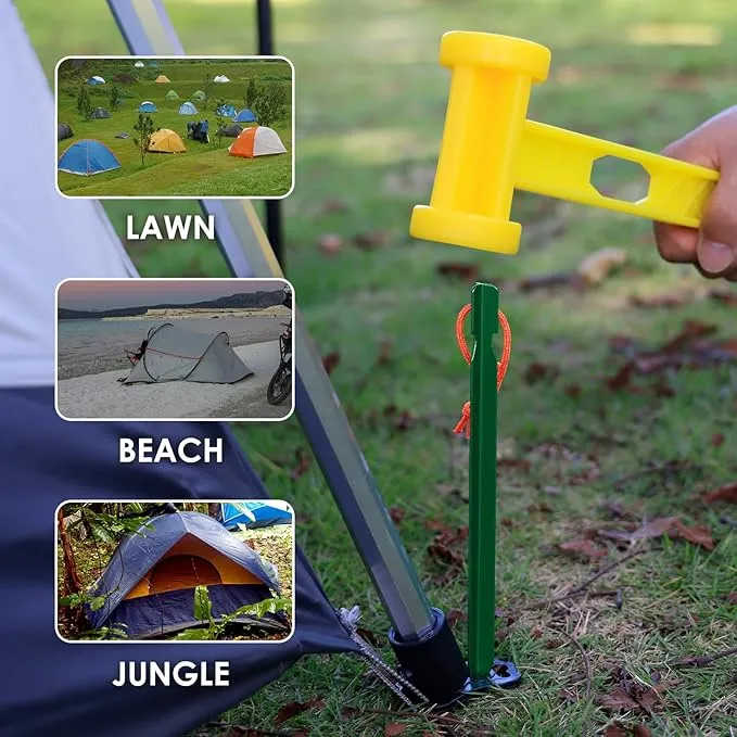 Grassman 12 Pack Tent Stakes, 7075 Aluminium Tent pegs, Heavy Duty Lightweight Ground Pegs, Durable and Safe Metal Camping Spikes, Green