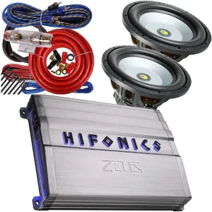 Gravity 2X GR-12PW 12 Inch 2400 Watts Car Audio Subwoofer - Dual Voice Coil   Audiobank 4 Gauge 2300W Amp Kit   Hifonics Zeus ZG-1800.1D 1800W Class D Amplifier Bundle