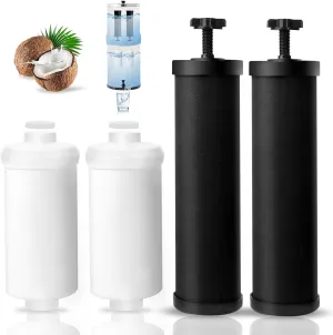 Gravity Water Filter Replacement,for Berkey® Black Carbon (BB9-2®) Purification Elements and Fluoride Filters K5366 (PF-2®) Combo Pack,Compatible with Berkey® Filtration System,Enjoy healthier water.