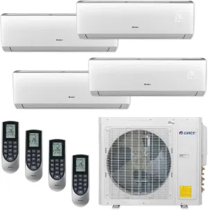 Gree 30,000 BTU Multi21  Quad-Zone Wall Mount Mini Split Air Conditioner Heat Pump 208/230V SEER 21 (9-9-12-12)