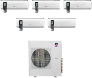 Gree 36,000 BTU Multi21  Penta-Zone Wall Mount Mini Split Air Conditioner Heat Pump 208/230V SEER 21 (9-9-9-9-9)