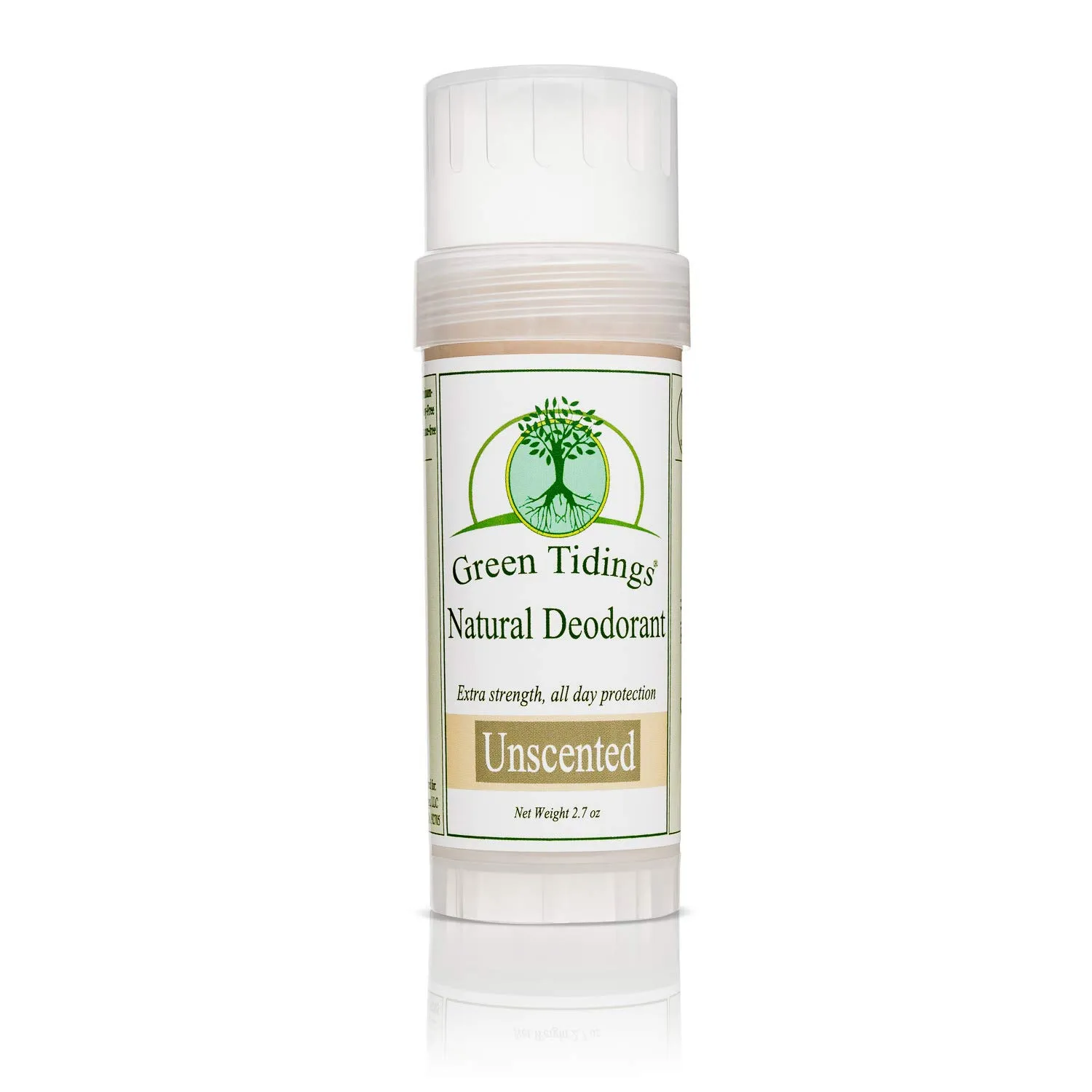 Green Tidings Natural & Unscented Deodorant | 2.7oz 1 | Pack Vegan, Organic Deodorant for Men and Women, Fragrance Free & Aluminum Free Deodorant, Underarm Antiperspirant