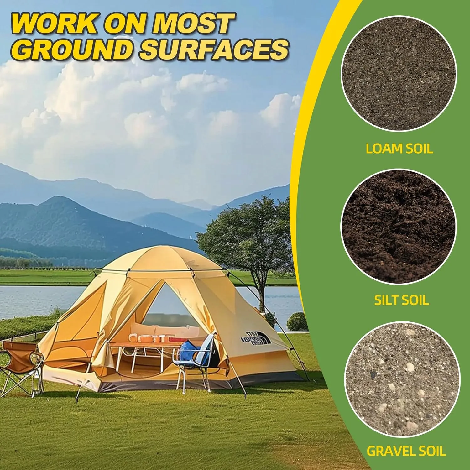 Ground Anchors Screw in, 4 Pack Spiral Trampoline Anchors with Nut and Tool Swing Set Anchors Tent Stakes High Wind Heavy Duty Earth Anchors for Sheds Canopies Carports Mobile Home