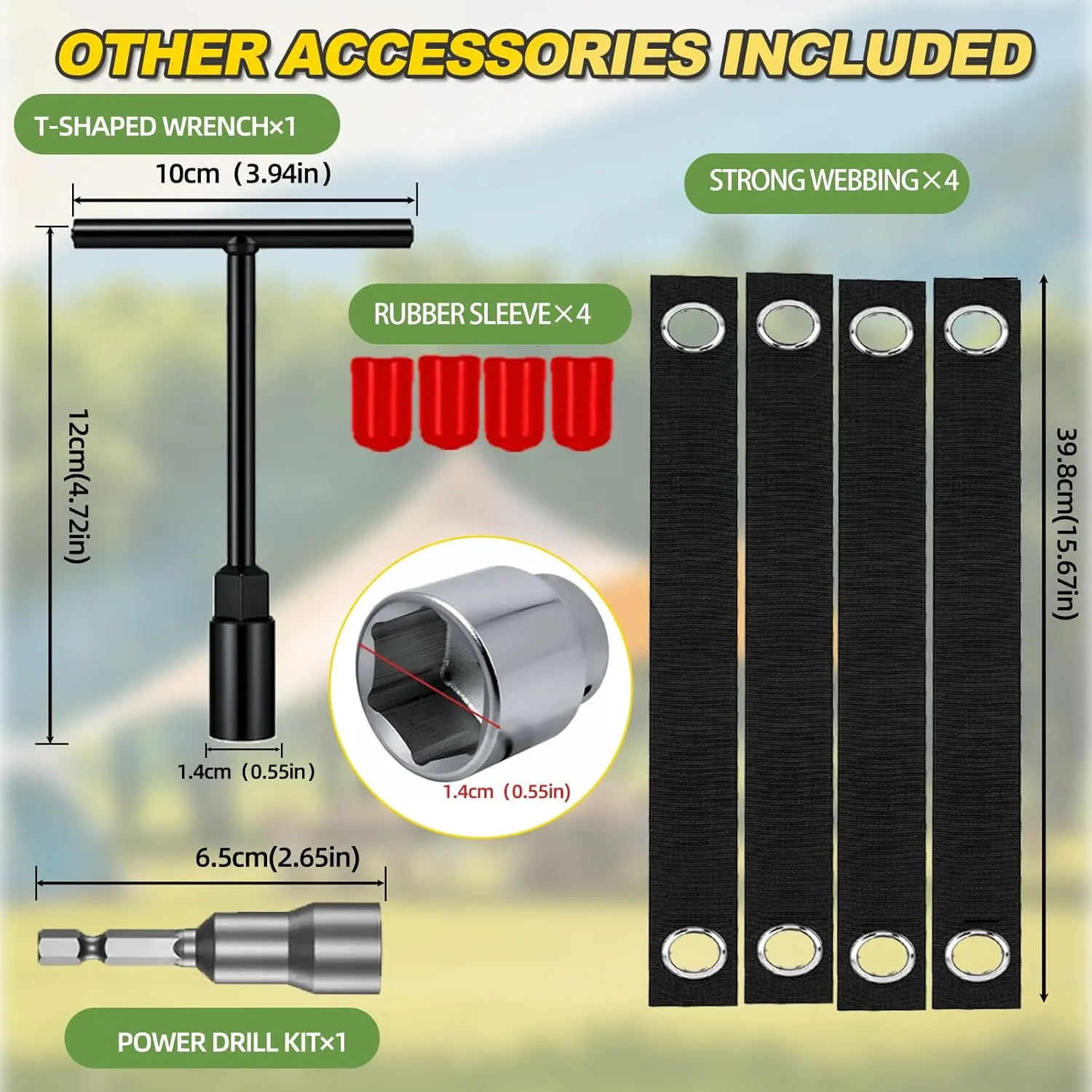 Ground Anchors Screw in, 4 Pack Spiral Trampoline Anchors with Nut and Tool Swing Set Anchors Tent Stakes High Wind Heavy Duty Earth Anchors for Sheds Canopies Carports Mobile Home